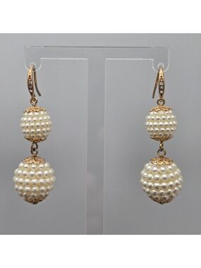 ✨2/$10✨ Gold & White Beaded Faux Pearl Drop Earrings